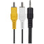 Maplin 2.5mm 3 Pole Jack Plug to Twin 2 Pole RCA Phono Jack Plug Cable - Black, 1.8m