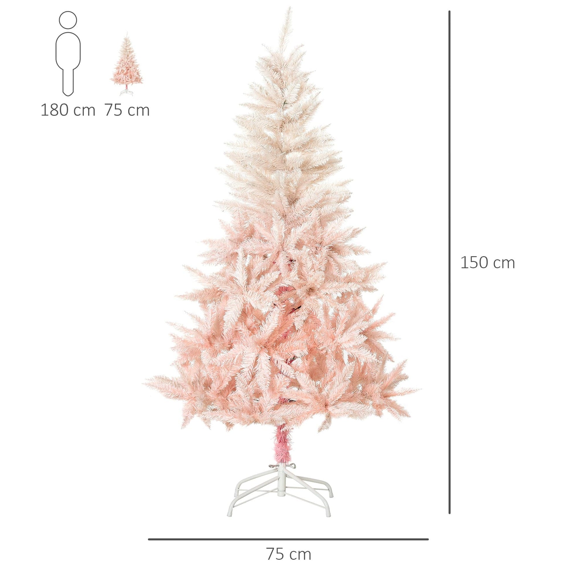 HOMCOM 5ft Pink Artificial Christmas Tree with Metal Stand - maplin.co.uk