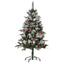 HOMCOM 4ft Snow-Dipped Artificial Christmas Tree with Red Berries & White Pinecones - maplin.co.uk