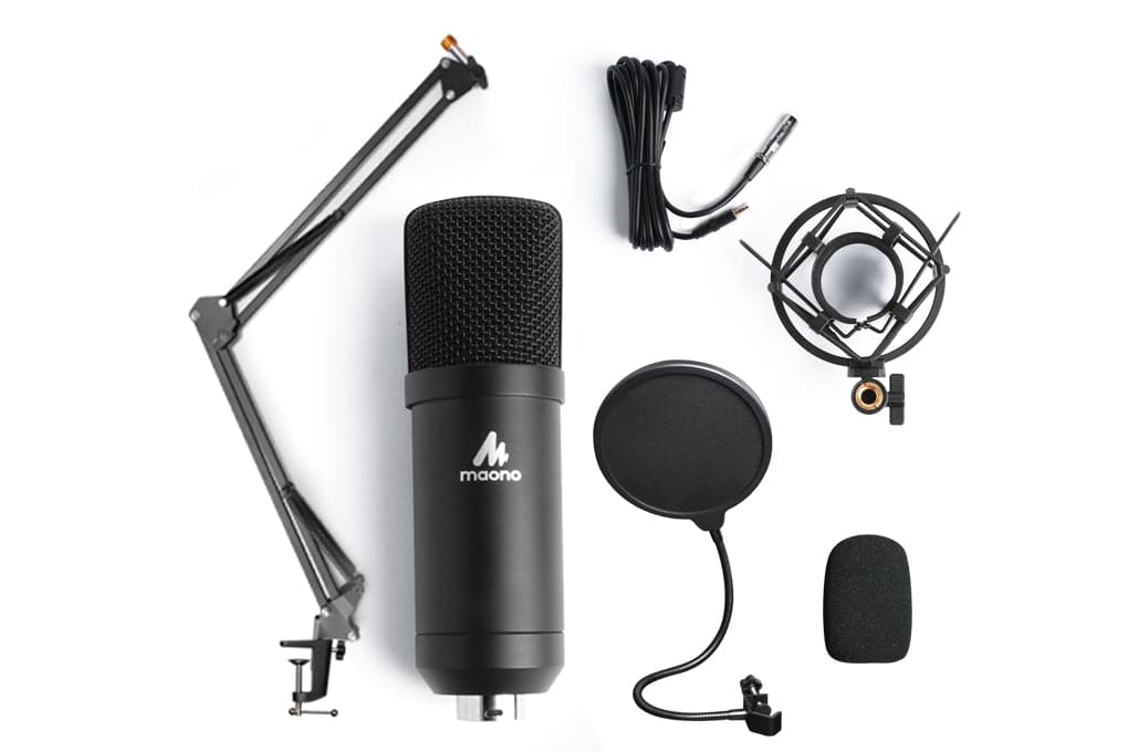 Maono XLR Condenser Cardioid Microphone with Spring Loaded Boom Arm & Pop Filter - maplin.co.uk