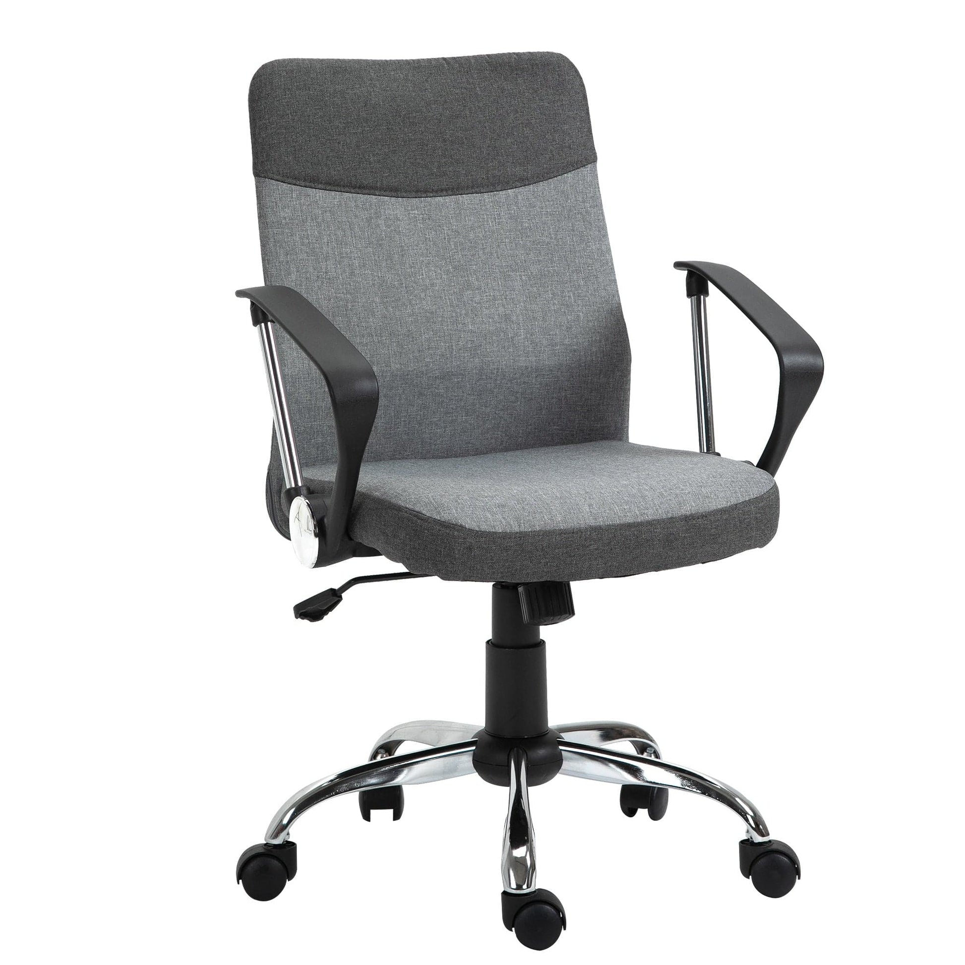 ProperAV Extra Linen Fabric Rocker Swivel Office Chair with Wheels - Grey