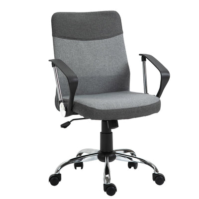 ProperAV Extra Linen Fabric Rocker Swivel Office Chair with Wheels - Grey