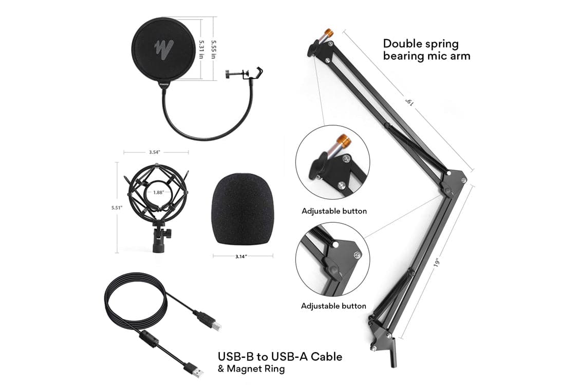 Maono USB Condenser Cardioid Microphone with Boom Arm and Headphones - maplin.co.uk