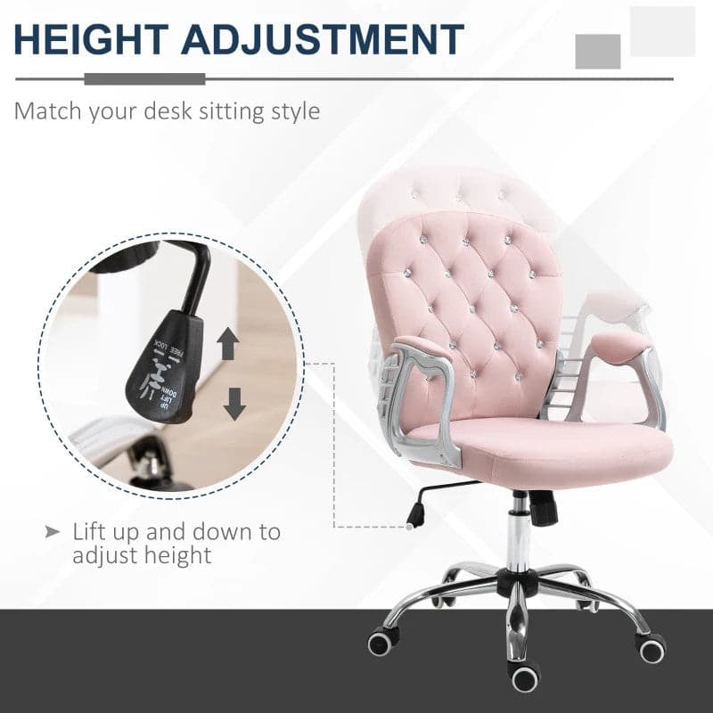 ProperAV Extra Ergonomic 360° Swivel Diamond Tufted Padded Base Office Chair with 5 Castor Wheels