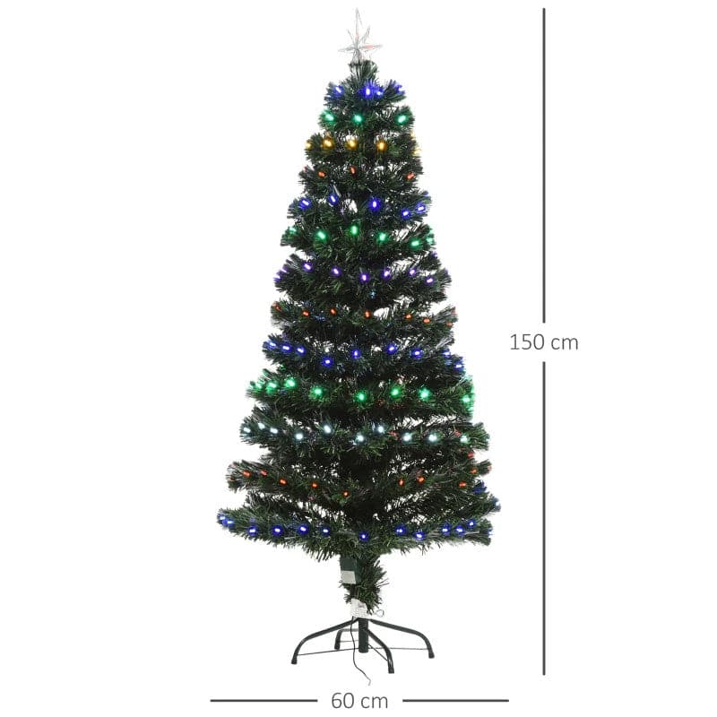HOMCOM 5ft Pre-Lit Artificial Christmas Tree with Star Topper - maplin.co.uk