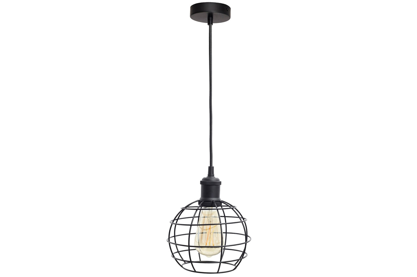 4lite WiZ Connected Decorative Bird Cage Lighting Pendant with ST64 Amber Coated Filament LED Smart Bulb - Black - maplin.co.uk