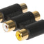 Maplin 3-Way RCA Phono Coupler Adapter Red/White/Yellow Sockets - Black - maplin.co.uk