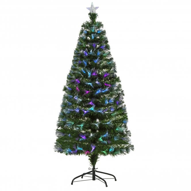 HOMCOM 5ft Multicoloured Fibre Optic Artificial Christmas Tree with Metal Stand - maplin.co.uk