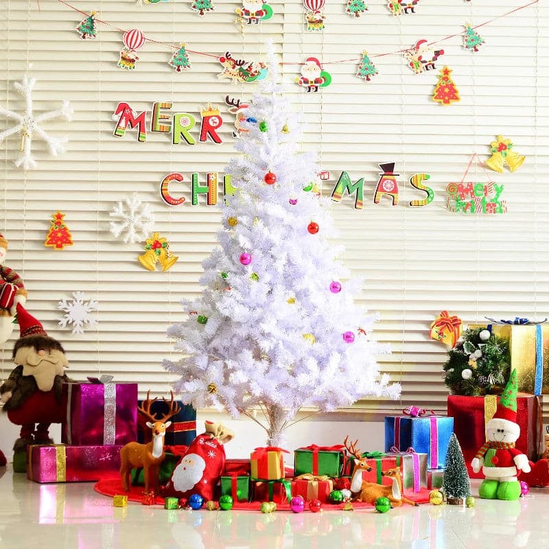 HOMCOM 6ft Snowy Artificial Christmas Tree with Metal Stand & Decorations - maplin.co.uk