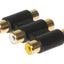 Maplin 3-Way RCA Phono Coupler Adapter Red/White/Yellow Sockets - Black - maplin.co.uk