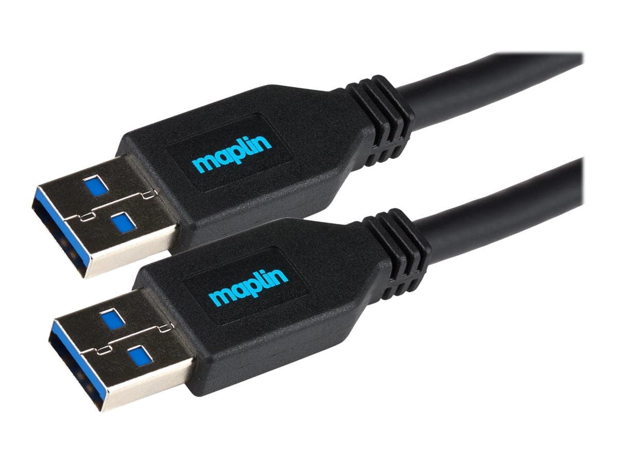 Maplin USB-A 3.0 to USB-A 3.0 Super Speed 5Gbps Cable - Black, 3m - maplin.co.uk