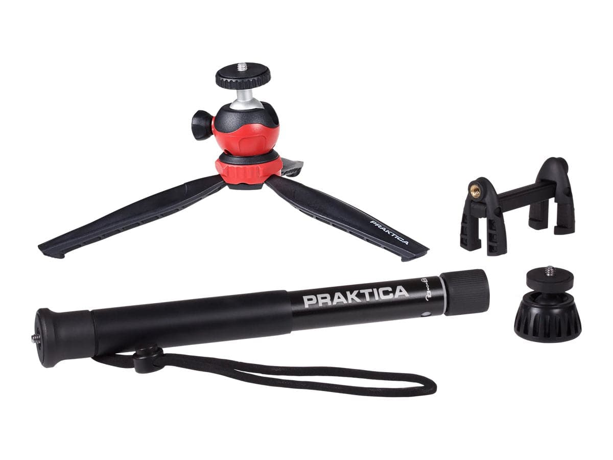 PRAKTICA Vloggers Desktop Tripod Kit with Phone Mount and Monopod Adapter - Black - maplin.co.uk