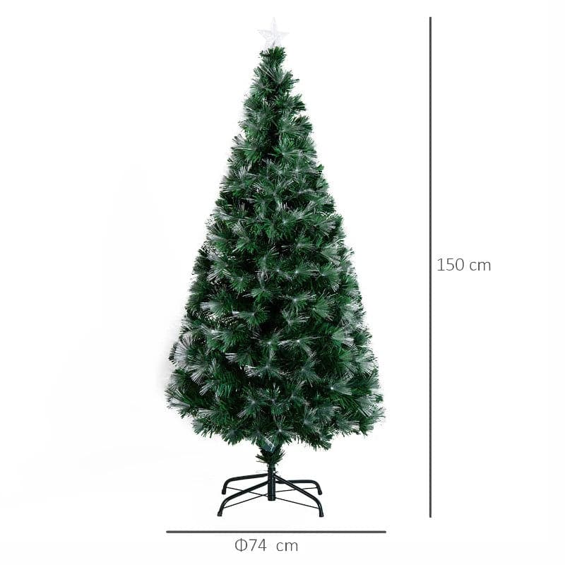 HOMCOM 5ft Multicoloured Fibre Optic Artificial Christmas Tree with Metal Stand - maplin.co.uk