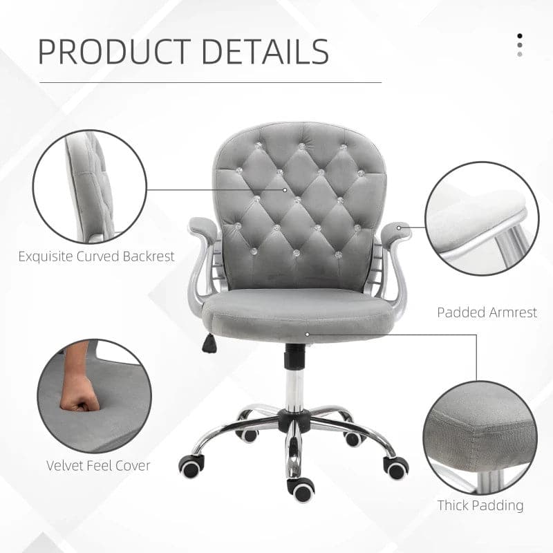 ProperAV Extra Ergonomic 360° Swivel Diamond Tufted Padded Base Office Chair with 5 Castor Wheels