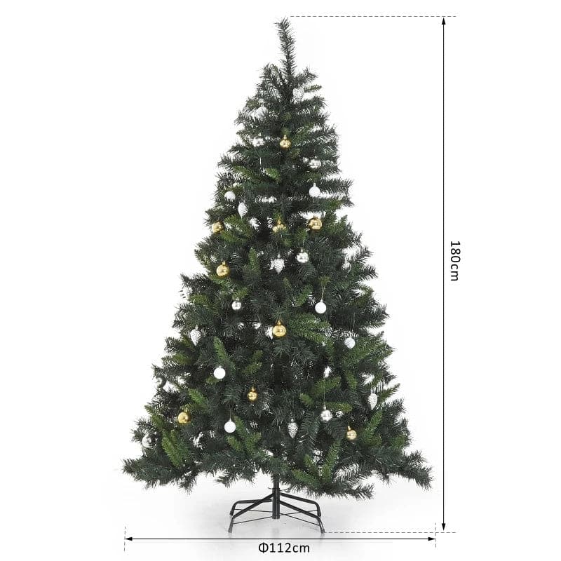 HOMCOM 6ft Pre-Lit LED Artificial Christmas Tree with Metal Stand & Decorations - maplin.co.uk