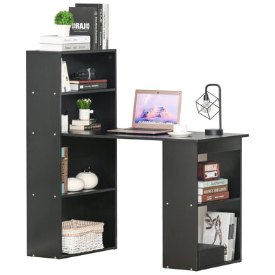 ProperAV Extra Modern Compact Computer Desk with 6-Tier Storage Shelves Black