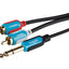 Maplin Premium 3 Pole 1/4" Jack to Twin RCA Phono 2 Pole Jack Cable - Black, 3m - maplin.co.uk