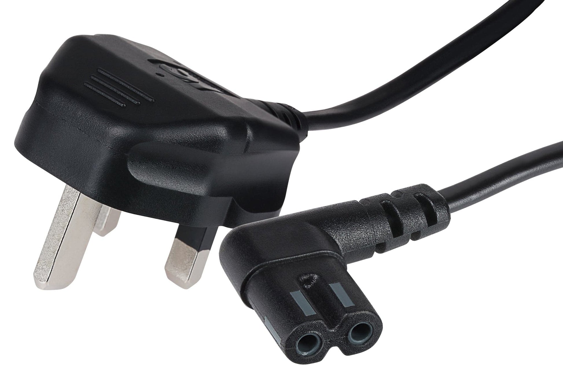 Maplin Power Lead IEC C7 Fig 8 2 Pin Angled Plug to UK 3 Pin Plug - 1.5m, 3 Amp Fuse - maplin.co.uk