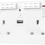 British General Square Edge 13A 2 Gang Switched Socket with Wi-Fi Extender + 1x USB-A 2.1A - White - maplin.co.uk