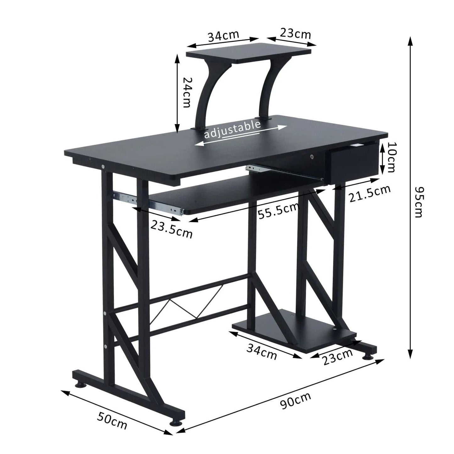 ProperAV Extra Computer Desk with Sliding Keyboard Tray - maplin.co.uk