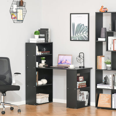 ProperAV Extra Modern Compact Computer Desk with 6-Tier Storage Shelves