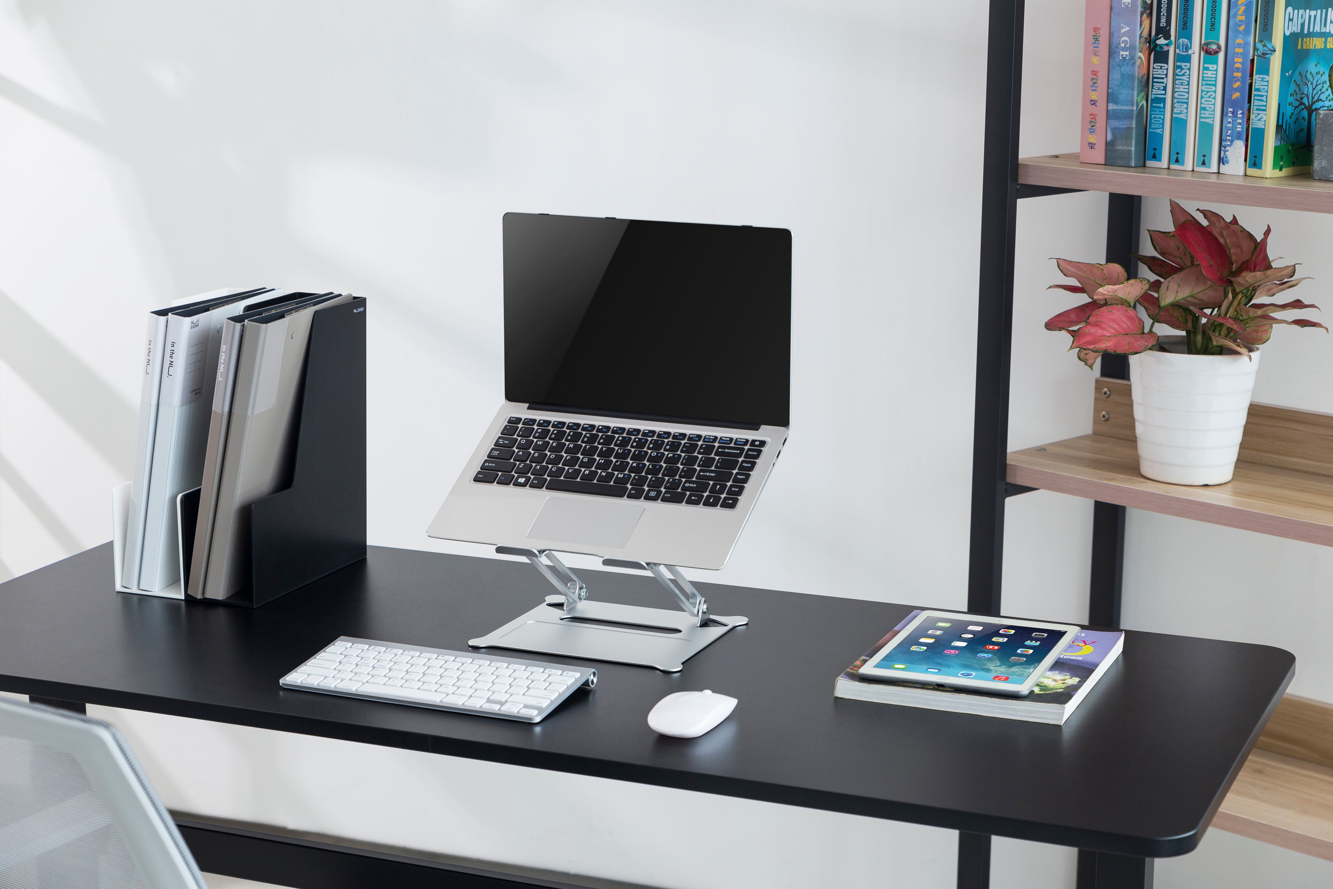 ProperAV Fully Height Adjustable Rising Aluminium Laptop / Tablet Stand - maplin.co.uk