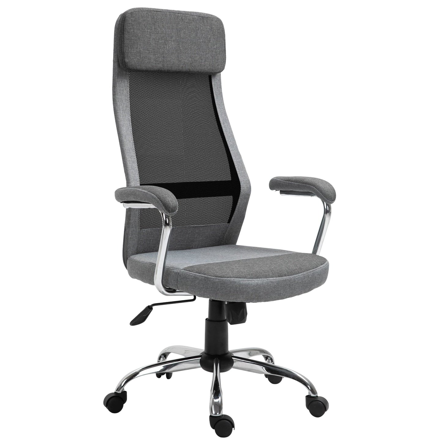 ProperAV Linen-Feel Mesh Fabric High Back Swivel Office Chair - Grey - maplin.co.uk