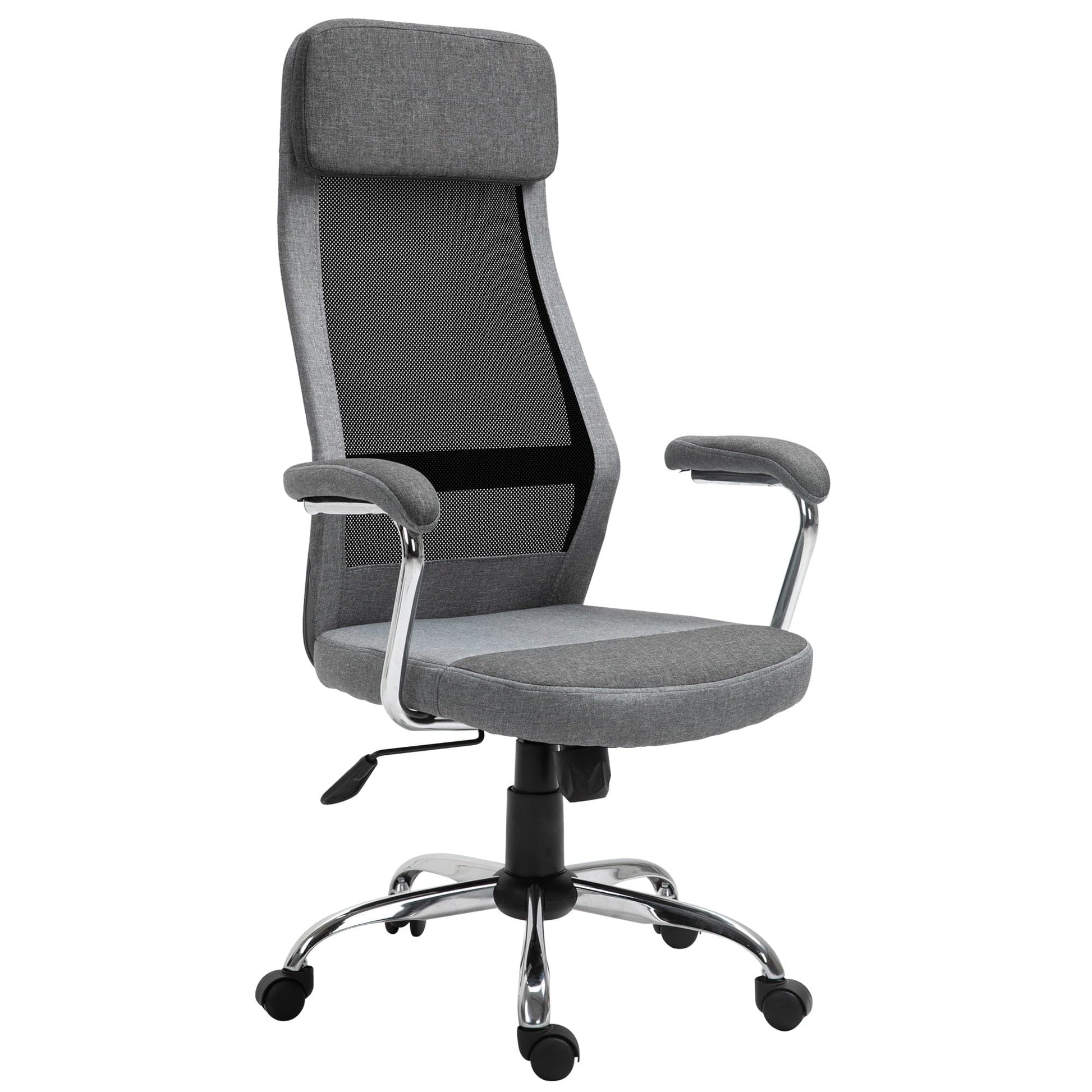 ProperAV Linen-Feel Mesh Fabric High Back Swivel Office Chair - Grey - maplin.co.uk