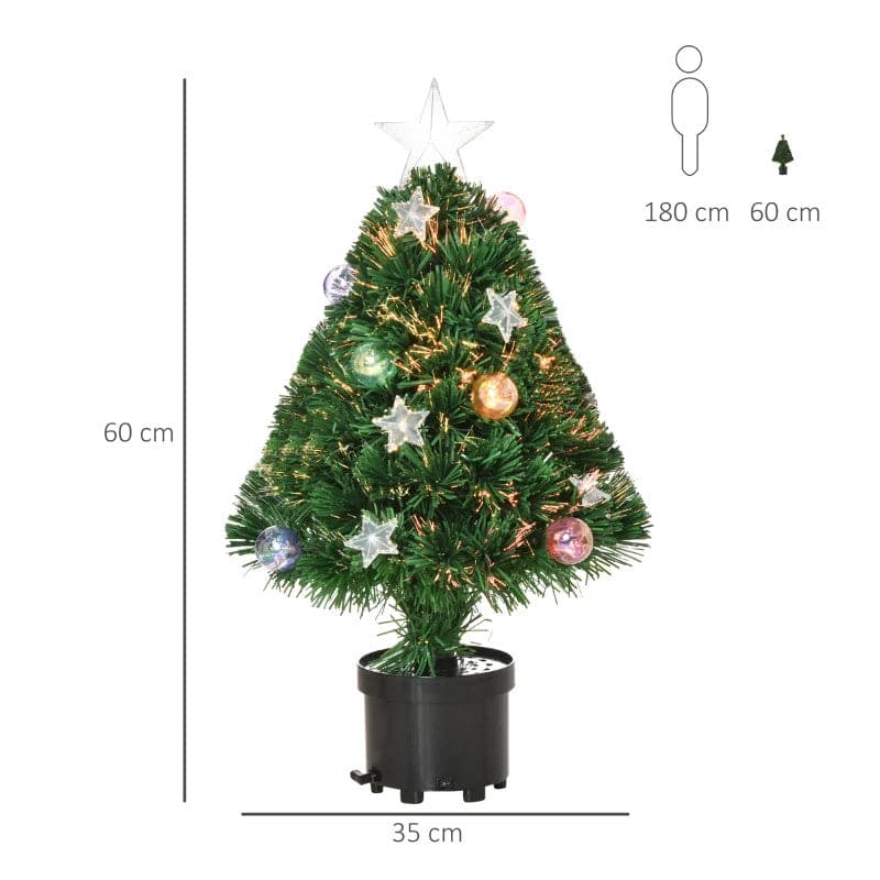 HOMCOM 2ft Pre-Lit Fibre Optic LED Tabletop Artificial Christmas Tree - maplin.co.uk