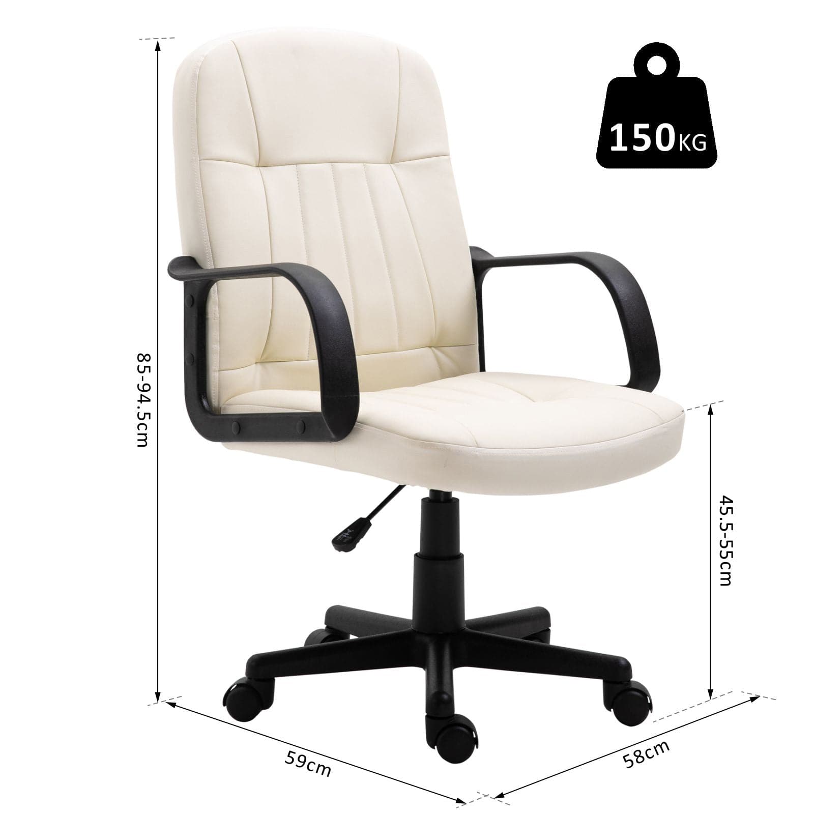 ProperAV Extra PU Leather Swivel Home Office Chair with Armrest - maplin.co.uk