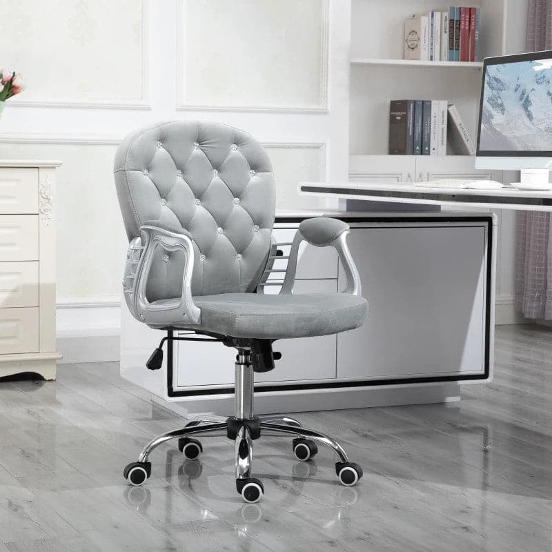 ProperAV Extra Ergonomic 360° Swivel Diamond Tufted Padded Base Office Chair with 5 Castor Wheels - maplin.co.uk