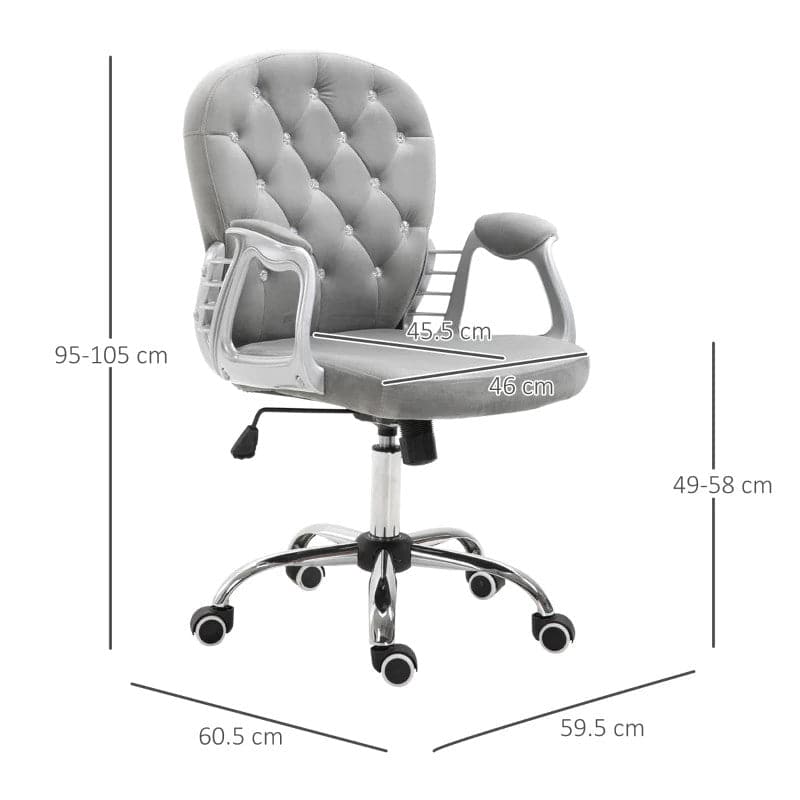 ProperAV Extra Ergonomic 360° Swivel Diamond Tufted Padded Base Office Chair with 5 Castor Wheels - maplin.co.uk