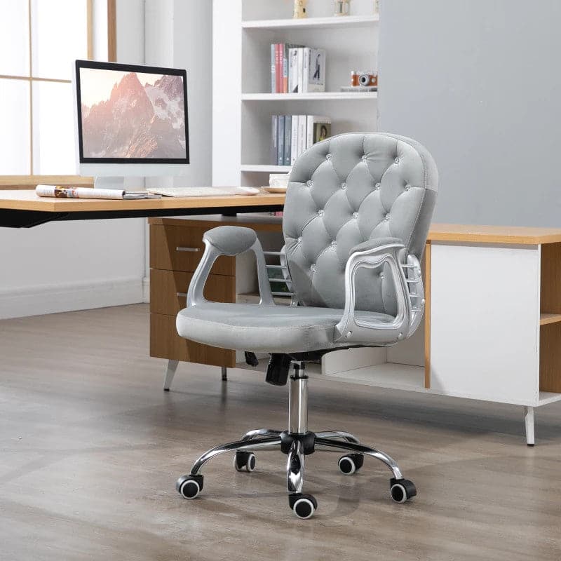 ProperAV Extra Ergonomic 360° Swivel Diamond Tufted Padded Base Office Chair with 5 Castor Wheels - maplin.co.uk