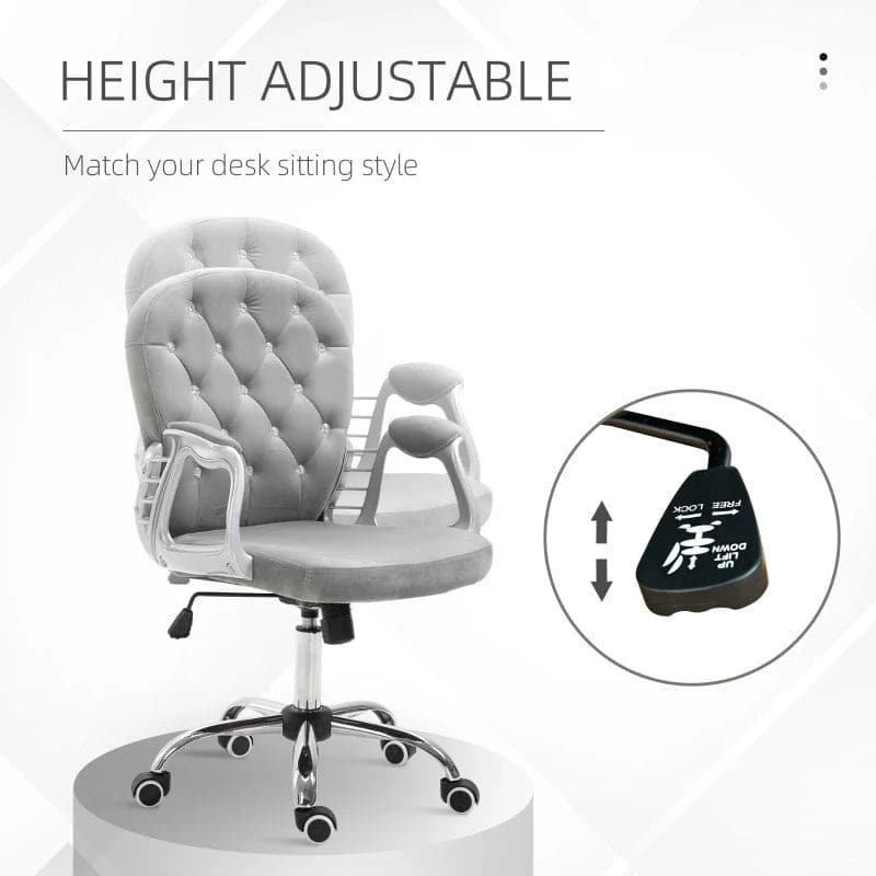 ProperAV Extra Ergonomic 360° Swivel Diamond Tufted Padded Base Office Chair with 5 Castor Wheels - maplin.co.uk